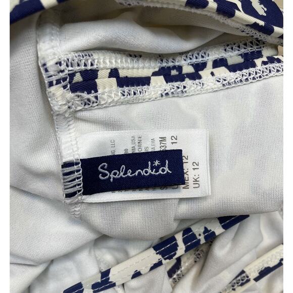 Splendid Girls sz 12 One Piece Swimsuit Navy Blue Leopard Beige Cream 52537 - Picture 12 of 14